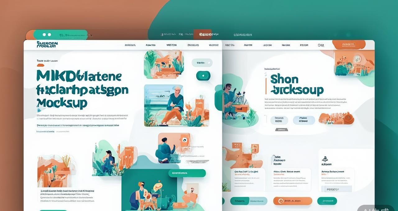 Website design mockup using a cohesive color scheme
