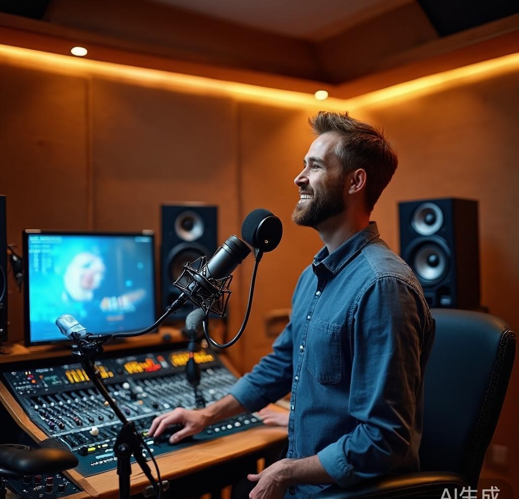 Professional voice acting studio with recording equipment